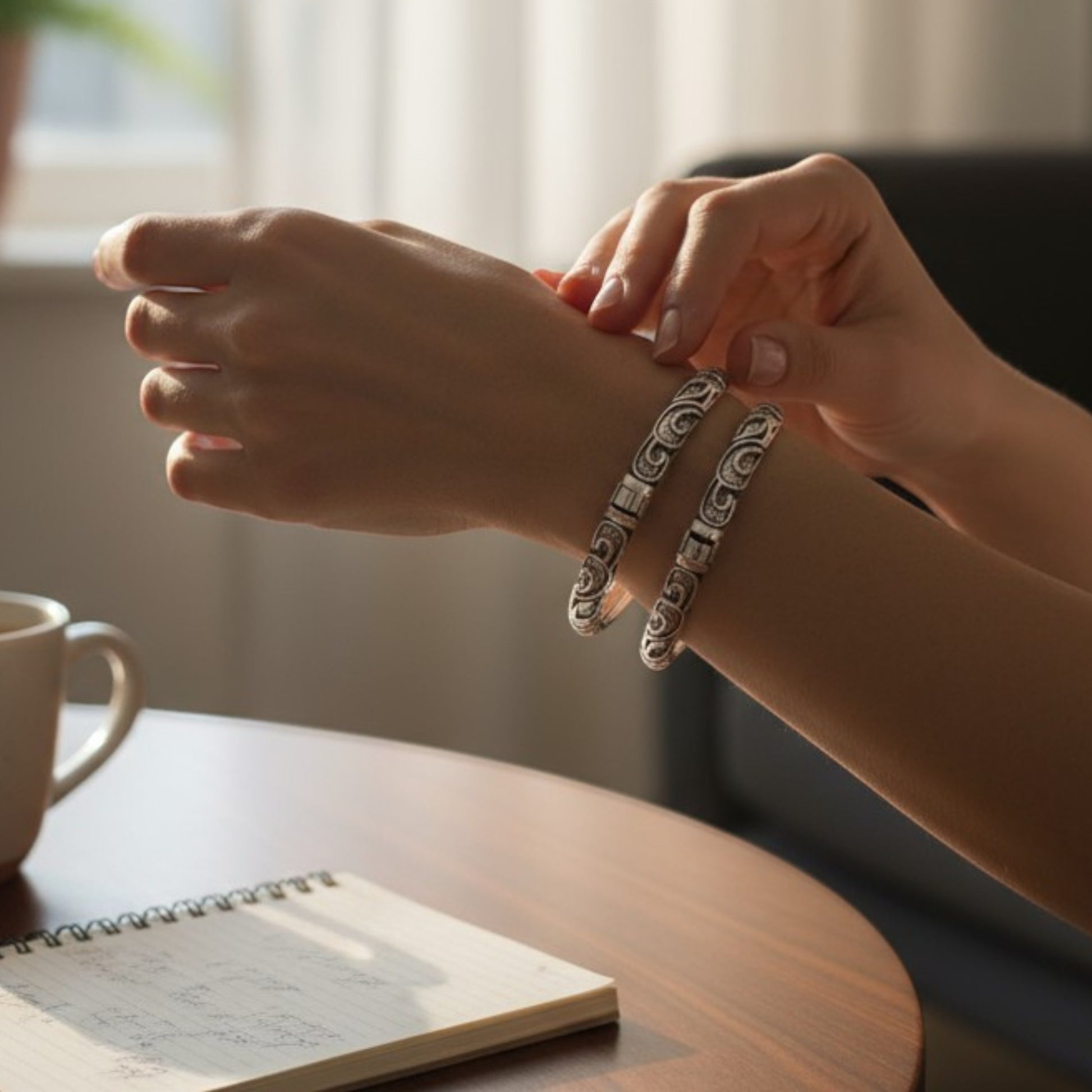 Sultana Scallop Petal Pure Brass Oxidized Kada_8