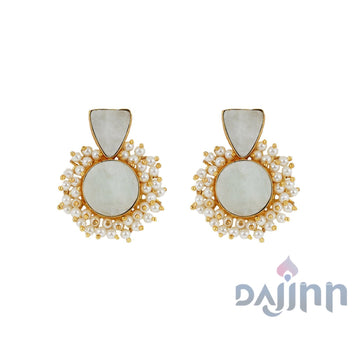 Dajinn Preeti Light Green Stone and Pearl Earring