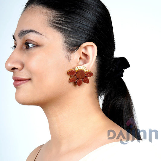 Dajinn Aahan Red Stone Earrings