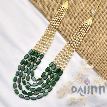 Dajinn Aarushi Green Bead And Pearl Necklace