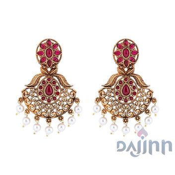 Dajinn Vikasini Magenta Gold Enamel Earrings