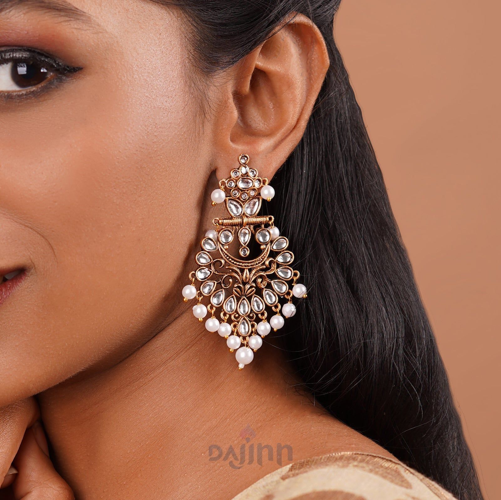 Dajinn Rutuja White Gold Enamel Earrings