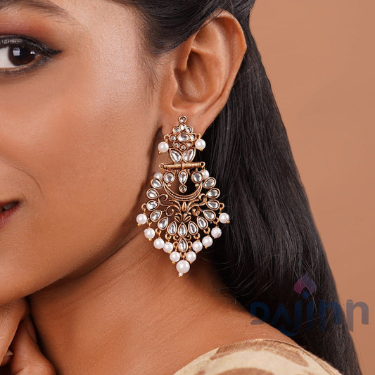 Dajinn Rutuja White Gold Enamel Earrings