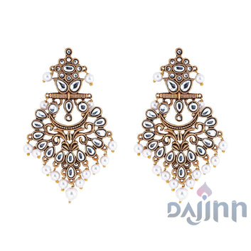 Dajinn Rutuja White Gold Enamel Earrings