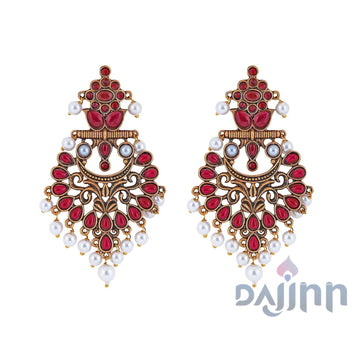 Dajinn Rutuja Magenta  Gold Enamel Earrings