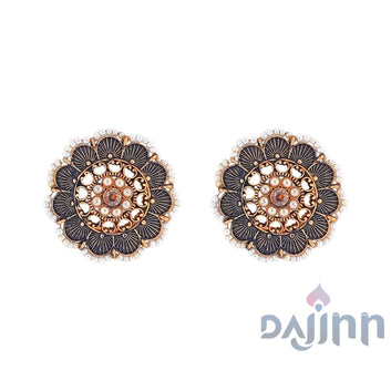 Dajinn Pragya Dark Blue Gold Enamel Stud