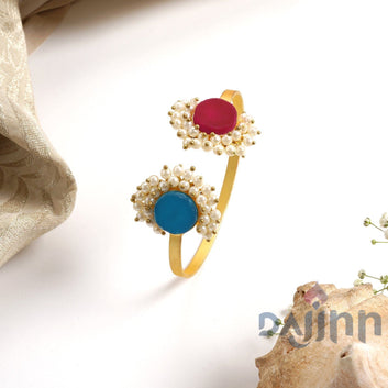 Dajinn Piyali Red And Blue Studded Pearl Bracelet