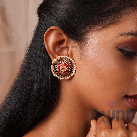 Dajinn Vaani Red Gold Enamel Stud