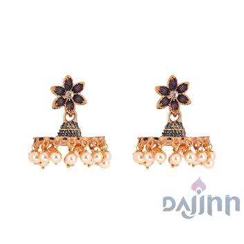 Dajinn Arika Maroon and Black Gold Enamel Earrings