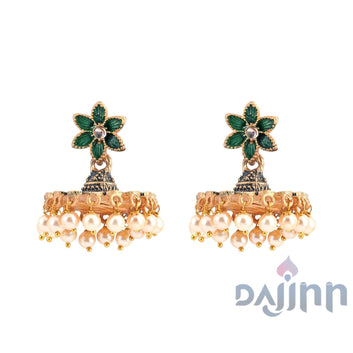 Dajinn Arika Dark Green and Black Gold Enamel Earrings