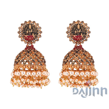 Dajinn Chakriya  Pink Gold Enamel Earrings