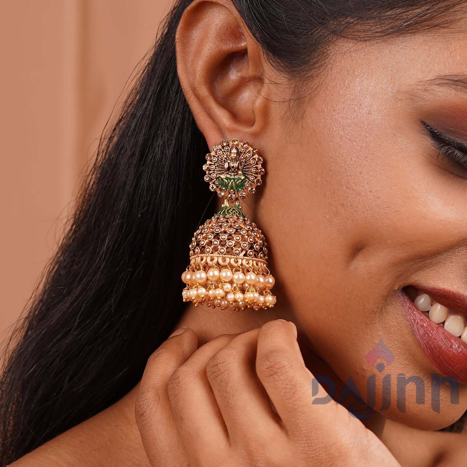 Dajinn Chakriya Green Gold Enamel Earrings