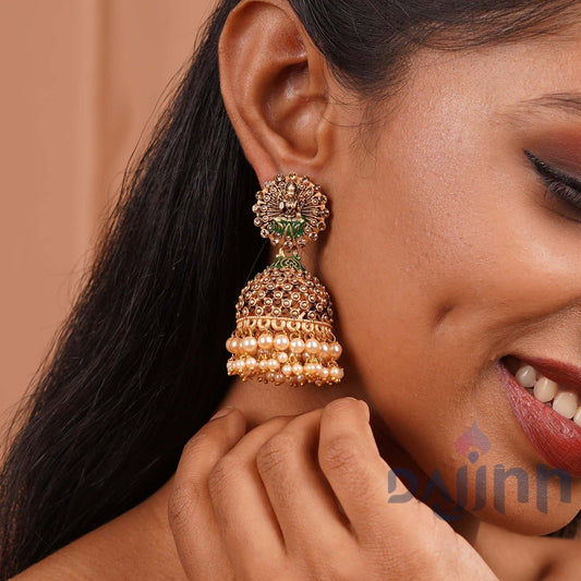 Dajinn Chakriya Green Gold Enamel Earrings