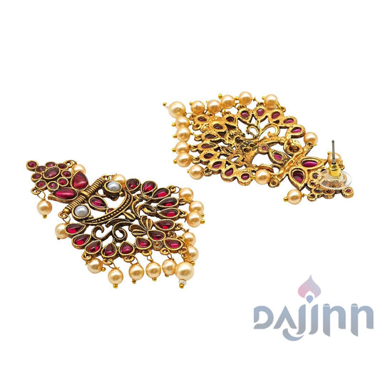 Dajinn Saanchi Magenta Gold Enamel Earrings