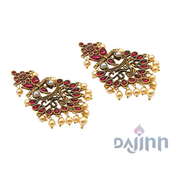 Dajinn Saanchi Magenta Gold Enamel Earrings