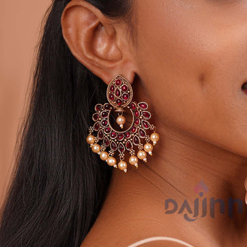 Dajinn Ira Maroon Gold Enamel Earrings