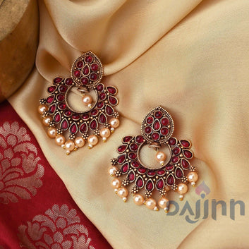 Dajinn Ira Maroon Gold Enamel Earrings