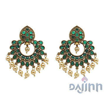 Dajinn Ira Dark Green Gold Enamel Earrings