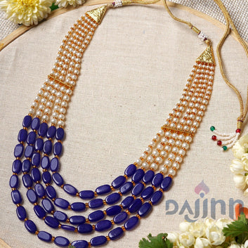 Dajinn Aarushi Blue Bead And Pearl Necklace