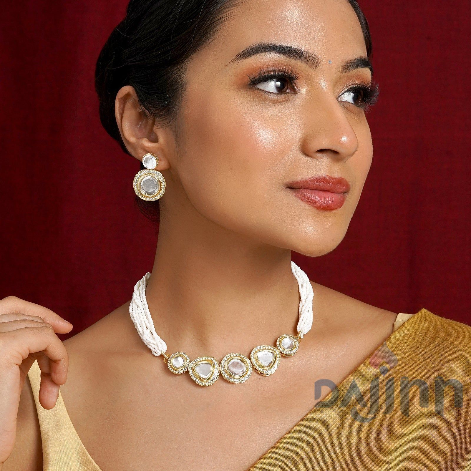 Dajinn Bandhan Light Gold Necklace Set