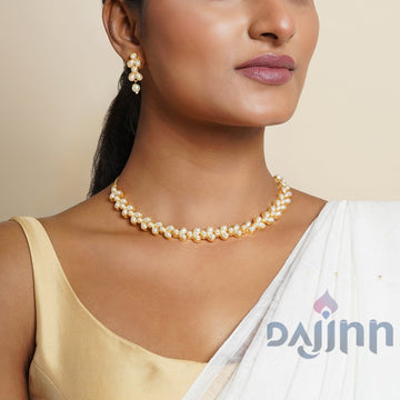 Chaand Gold Oxidised Pearl Necklace Set