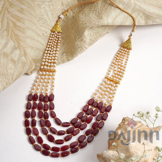 Dajinn Aarushi Red Bead And Pearl Necklace