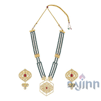 Mangalam green beaded festive necklace set