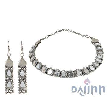 Dajinn Riddhima Silver Oxidised Necklace Set