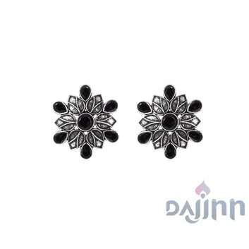 Dajinn Aashini Black Stone Silver Oxidised Earring