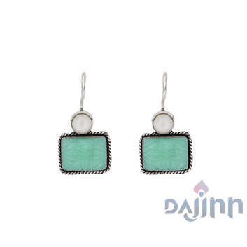 Dajinn Diti Mint Green Stone & Pearl Earrings