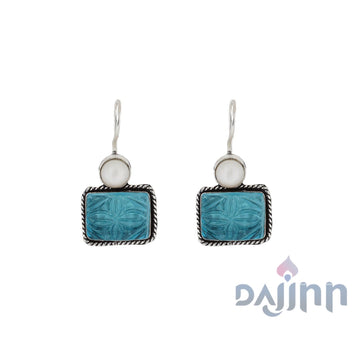 Dajinn Diti Aqua Blue Stone & Pearl Earrings