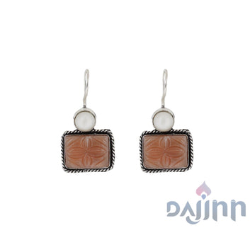 Dajinn Diti Brown Stone & Pearl Earrings