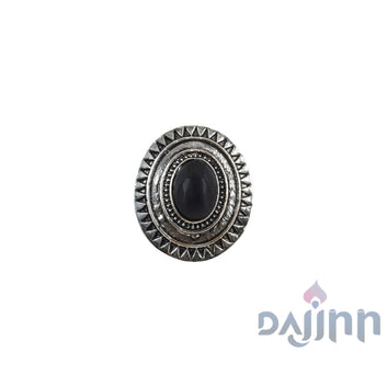 Dajinn Naarah Black Stone Silver Oxidised Ring