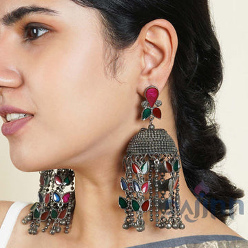 Dajinn Niharika Silver Oxidised Earring