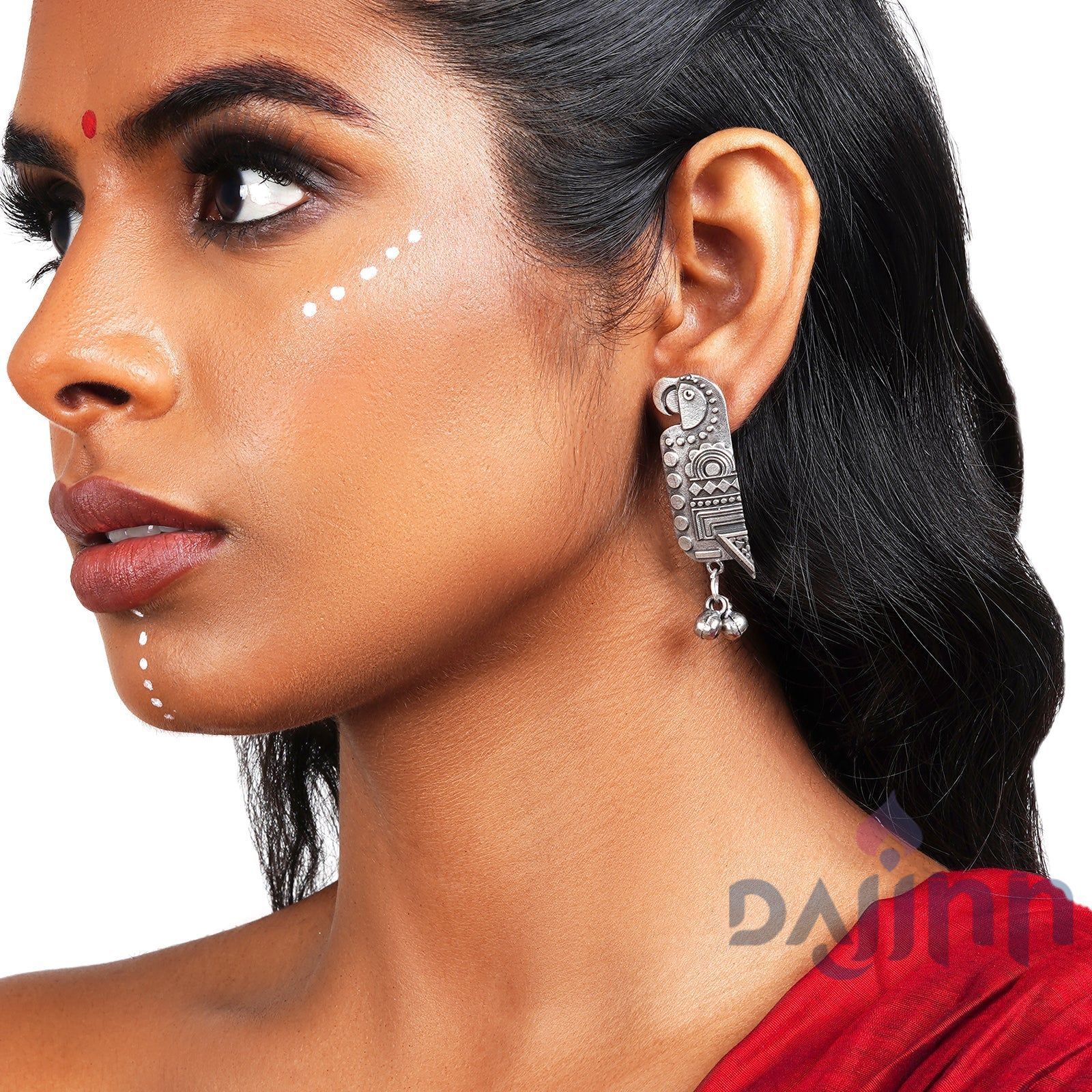 Dajinn Mayil Silver Oxidised Earring