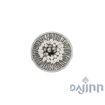 Dajinn Aaratrika Pearl Silver Oxidized Ring