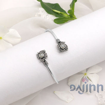 Aparna White Flower Silver Oxidized Bracelet