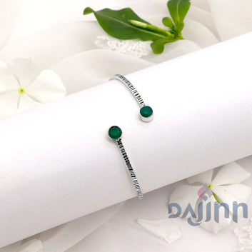 Bhamini Dark Green Silver Oxidized Bracelet