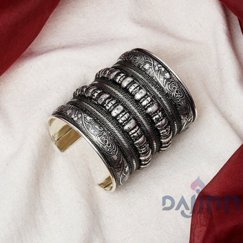 Dajinn Dhel Silver Oxidised Cuff Bracelet