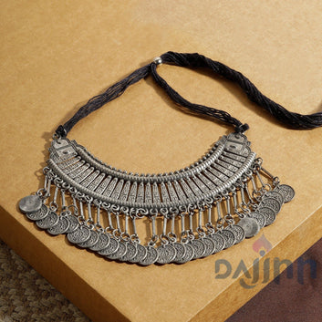 Chamak Silver Oxidised Necklace