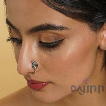 Ambi Silver Oxidised Nose Pin