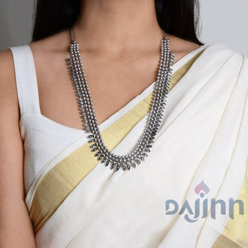 Yashika Silver Oxidized Long Necklace