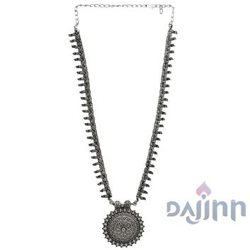 Kalpi Silver Oxidized Long Necklace