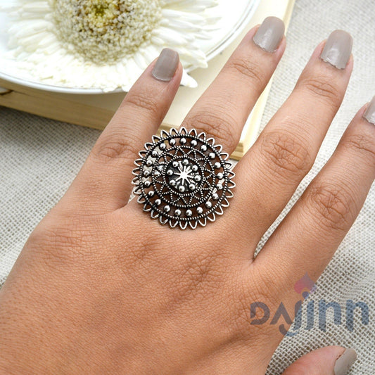 Ava Silver Oxidized Filigree Ring