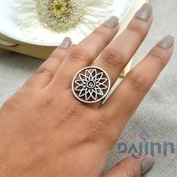 Pallavi Silver Oxidized Filigree Ring