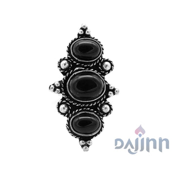 Veena Black Silver Oxidized Stone Ring