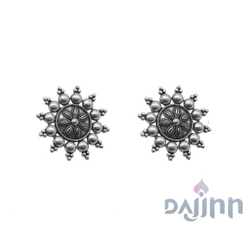 Anu Circle SIlver Oxidized Studs Earrings