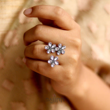 Dajinn Elite Polki Silver Oxidized Ring