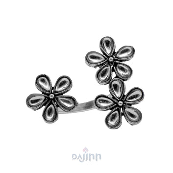 Dajinn Elite Polki Silver Oxidized Ring