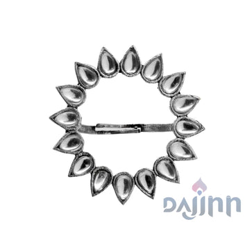 Dajinn Loop Polki Silver Oxidized Ring